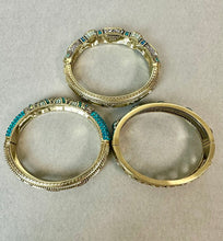 Load image into Gallery viewer, Heidi Daus Triple Play Blue Crystal Enamel Hinged Cuff Bangle Bracelets Set of 3 (7.5" Inside Circumference)
