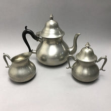 Load image into Gallery viewer, Royal Holland Pewter Sleepy Hollow Teapot w/ Cream &amp; Sugar (6")
