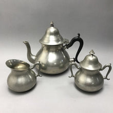 Load image into Gallery viewer, Royal Holland Pewter Sleepy Hollow Teapot w/ Cream &amp; Sugar (6")
