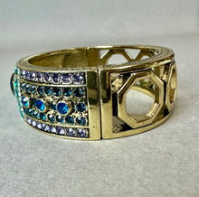 Load image into Gallery viewer, Heidi Daus Lavish Layers Blue Purple Crystal Art Deco Hinged Bangle Bracelet (7.5" Inside Circumference)

