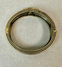 Load image into Gallery viewer, Heidi Daus Tapered X Bronze Blue &amp; Pink Crystal Hinged Bangle Bracelet (7.5" Inside Circumference)
