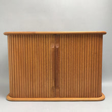 Load image into Gallery viewer, Vintage Teak Tambour Cabinet with sliding Doors Wall Storage Shelf Natural (12x18x8)
