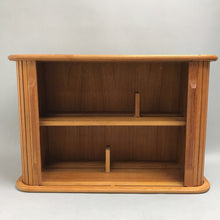 Load image into Gallery viewer, Vintage Teak Tambour Cabinet with sliding Doors Wall Storage Shelf Natural (12x18x8)
