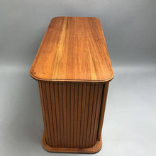 Load image into Gallery viewer, Vintage Teak Tambour Cabinet with sliding Doors Wall Storage Shelf Natural (12x18x8)
