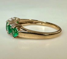 Load image into Gallery viewer, 14K Gold Green Tourmaline Diamond Ring sz 7 (2.4g)
