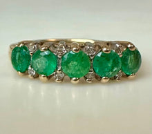 Load image into Gallery viewer, 14K Gold Green Tourmaline Diamond Ring sz 7 (2.4g)

