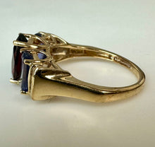 Load image into Gallery viewer, 10K Gold Garnet Tanzanite Diamond Ring sz 7 (3.8g)
