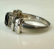 Load image into Gallery viewer, Vintage Deco Sterling Onyx CZ Ring sz 8
