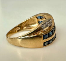 Load image into Gallery viewer, 10K Gold Sapphire Diamond Ring sz 7 (3.1g)
