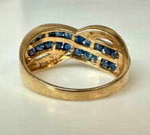 Load image into Gallery viewer, 10K Gold Sapphire Diamond Ring sz 7 (3.1g)
