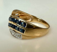Load image into Gallery viewer, 10K Gold Sapphire Diamond Ring sz 7 (3.1g)
