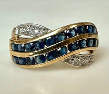 Load image into Gallery viewer, 10K Gold Sapphire Diamond Ring sz 7 (3.1g)
