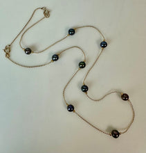 Load image into Gallery viewer, 14K Gold Tahitian Pearl Satelite Chain Necklace 18" (3.5g)
