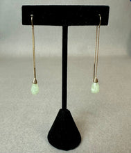 Load image into Gallery viewer, 10K Gold Jade Through the Ear Drop 2.5" Earrings (3.0g)
