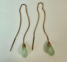 Load image into Gallery viewer, 10K Gold Jade Through the Ear Drop 2.5" Earrings (3.0g)
