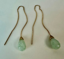 Load image into Gallery viewer, 10K Gold Jade Through the Ear Drop 2.5" Earrings (3.0g)
