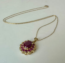 Load image into Gallery viewer, 10K Gold Ruby 1" Pendant on 18" Chain Necklace (3.2g)
