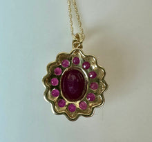 Load image into Gallery viewer, 10K Gold Ruby 1" Pendant on 18" Chain Necklace (3.2g)
