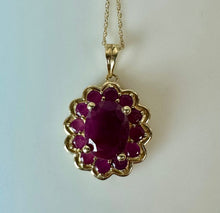 Load image into Gallery viewer, 10K Gold Ruby 1" Pendant on 18" Chain Necklace (3.2g)

