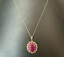 Load image into Gallery viewer, 10K Gold Ruby 1" Pendant on 18" Chain Necklace (3.2g)
