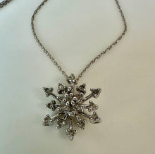 Load image into Gallery viewer, 10K White Gold Diamond Snowflake Pendant on 18" Chain Necklace (2.4g)
