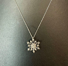 Load image into Gallery viewer, 10K White Gold Diamond Snowflake Pendant on 18" Chain Necklace (2.4g)

