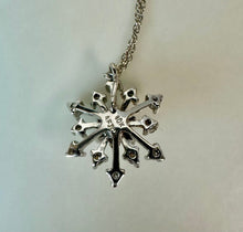 Load image into Gallery viewer, 10K White Gold Diamond Snowflake Pendant on 18" Chain Necklace (2.4g)
