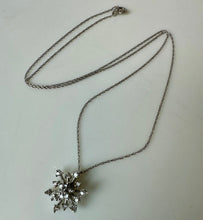 Load image into Gallery viewer, 10K White Gold Diamond Snowflake Pendant on 18" Chain Necklace (2.4g)
