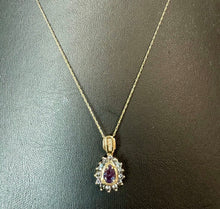Load image into Gallery viewer, 10K Gold Topaz Diamond Pendant on 14K 18" Chain Necklace (2.3g)
