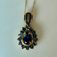 Load image into Gallery viewer, 10K Gold Topaz Diamond Pendant on 14K 18" Chain Necklace (2.3g)
