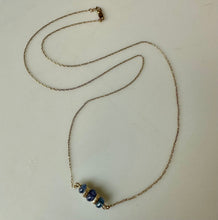 Load image into Gallery viewer, 14K Gold Blue Sapphire Beaded Bar 18" Necklace (1.0g)
