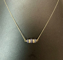 Load image into Gallery viewer, 14K Gold Blue Sapphire Beaded Bar 18" Necklace (1.0g)
