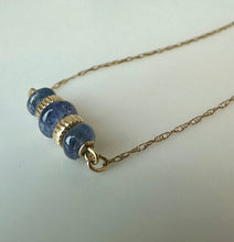 Load image into Gallery viewer, 14K Gold Blue Sapphire Beaded Bar 18" Necklace (1.0g)
