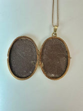 Load image into Gallery viewer, 14K Gold Antique Etched Oval 1.5" Locket on 21" 10K Chain Necklace (5.4g)
