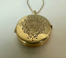 Load image into Gallery viewer, 14K Gold Antique Etched Oval 1.5" Locket on 21" 10K Chain Necklace (5.4g)
