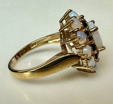 Load image into Gallery viewer, Gold Vermeil Sterling Opal Sapphire Halo Ring sz 7

