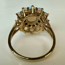 Load image into Gallery viewer, Gold Vermeil Sterling Opal Sapphire Halo Ring sz 7

