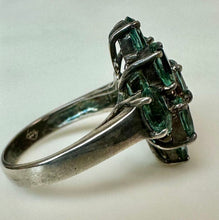 Load image into Gallery viewer, Sterling Aquamarine Cluster Ring sz 7
