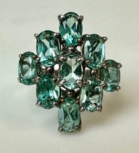 Load image into Gallery viewer, Sterling Aquamarine Cluster Ring sz 7
