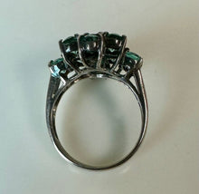 Load image into Gallery viewer, Sterling Aquamarine Cluster Ring sz 7
