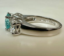 Load image into Gallery viewer, Sterling Swiss Blue Topaz CZ Ring sz 7
