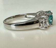 Load image into Gallery viewer, Sterling Swiss Blue Topaz CZ Ring sz 7
