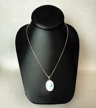 Load image into Gallery viewer, Sterling Blue Agate Right Facing Cameo Pendant on 18" Chain Necklace
