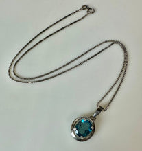 Load image into Gallery viewer, Sterling Blue Topaz Pendant on 18" Chain Necklace
