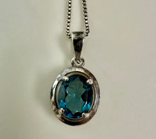 Load image into Gallery viewer, Sterling Blue Topaz Pendant on 18" Chain Necklace
