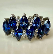 Load image into Gallery viewer, Sterling Blue Topaz CZ Ring sz 7
