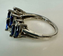 Load image into Gallery viewer, Sterling Blue Topaz CZ Ring sz 7
