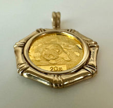 Load image into Gallery viewer, 2008 1/20 Troy Ounce .999 Gold Chinese Panda Coin in 1" 14K Gold Bezel (3.8g)
