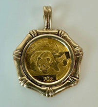 Load image into Gallery viewer, 2008 1/20 Troy Ounce .999 Gold Chinese Panda Coin in 1" 14K Gold Bezel (3.8g)
