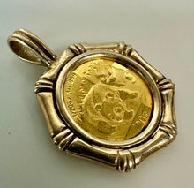 Load image into Gallery viewer, 2008 1/20 Troy Ounce .999 Gold Chinese Panda Coin in 1" 14K Gold Bezel (3.8g)
